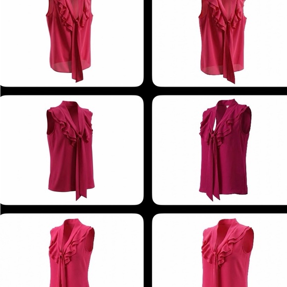 LOFT Bright Pink Ruffle Blouse - Picture 3 of 7